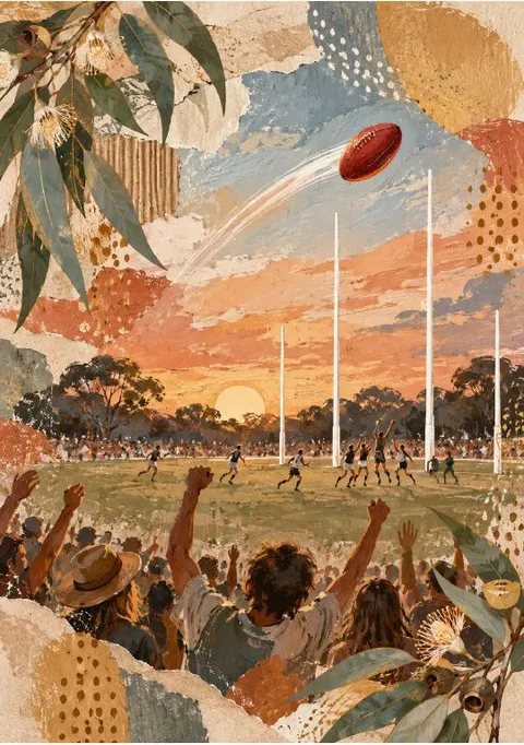 Card cover: footy at sunset for the biggest fan